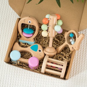 Wholesale Wooden Colorful Hand Shake Bell Five-Piece Baby Bed Rattles Music Early Education Soothing <b>Musical</b> <b>Instrument</b> Toy - Product Image 3