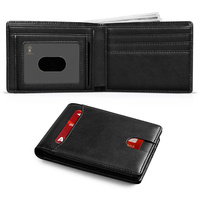 Harga pabrik dompet kulit PU desain ramping dengan RFID memblokir kartu fitur serat karbon produsen grosir