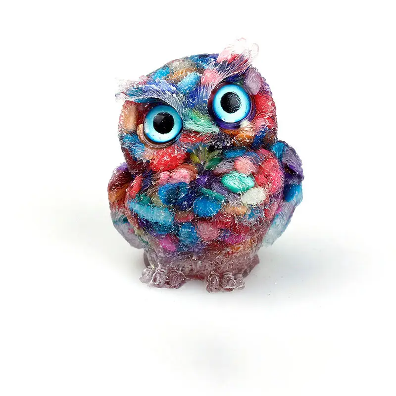 Crystal gravel drop glue animal owl ornaments table top set car decoration home