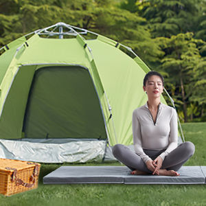 OEM grosir matras Yoga lipat tiga portabel, matras lantai lipat tiga gel busa memori dapat dilipat kain lipat matras camping - Product Image 5