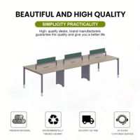 Bureau d'ordinateur moderne en MDF avec design ergonomique et rangement pour 6 personnes - Mobilier de bureau personnalisable