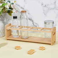 Étagère de rangement pour bouteilles de cuisine rustique en bois, sur pied, multifonction, à double niveau, avec 4 porte-gobelets en verre, non pliable, pour portes/murs