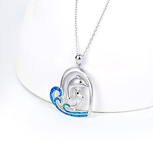 Collar con colgante de corazón de delfín para mujer, joyería bonita y moderna, regalo para uso diario - Product Image 2