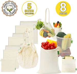 Sacs d'épicerie réutilisables en maille de coton écologique personnalisable sac à provisions en filet avec impression de logo personnalisé pour emballage de textile - Product Image 3