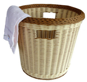 Cesto portabiancheria in plastica rattan lavabile grazioso intrecciato a mano per asciugamano da bagno dell'hotel - Product Image 1