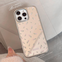 Coque de téléphone en TPU électroplaqué motif fleur rose pour iPhone 16 15 Pro Max 13 15 Mirror Plus, accessoires de protection doux pour téléphone portable