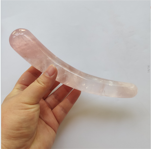 Yoni-consolador de cristal de cuarzo rosa natural curvo, masajeador de pene, placer, varita para sexo - Product Image 3
