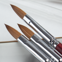 Pinceau à ongles en acrylique de haute qualité Beshyne Red International, taille standard, 100% Kolinsky Sable, avec manche en bois, pour la création d'ongles professionnels