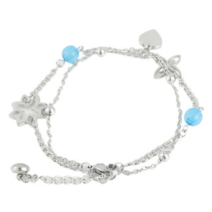 Women's Silver <b>Flower</b> Charm <b>Bracelet</b> Zinc Alloy Gift Jewelry 219013 - Product Image 1