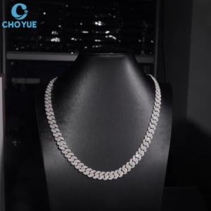 Hip Hop Jewelry Men's 925 Silver Rhodium Plated Prong Setting Moissanite Diamond Cuban Link Chain Necklace & Bracelet Wholesale - Product Image 5