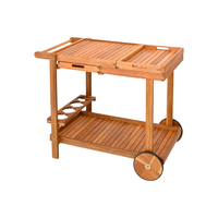 Carro de Almacenamiento Multicapa con Ruedas, 1 Año de Garantía, OEM/ODM, Alta Calidad, Certificado FSC, Superficie Superior de Acacia, 58x100x80cm, 2 Ruedas