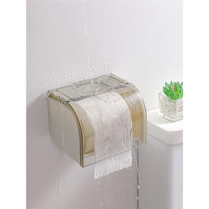 Porte-papier toilette transparent et étanche, boîte à mouchoirs rectangulaire auto-adhésive pour salle de bain, mouchoirs extractibles de taille standard - Product Image 1