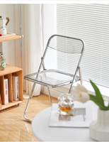 Transparenter Kunststoffstuhl für Draußen, Acryl-Esstisch und -Stühle, Klappstühle aus Metall