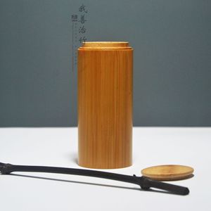 <b>Bamboo</b> Tea Canisters With Wooden Lid Small Portable Tea Storage <b>Containers</b> For Tea Preservation Chongqing Craftsmanship - Product Image 3