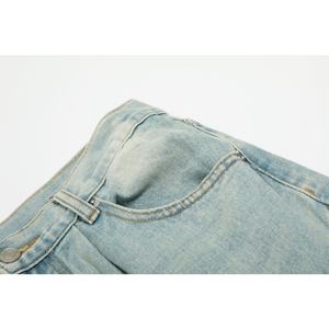 All'ingrosso colore blu chiaro pantaloni larghi a vita alta con modello di lavaggio unico Casual pantaloni da <span class=keywords><strong>uomo</strong></span> donna Jeans in Denim - Product Image 4
