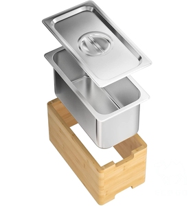 <b>Kitchen</b> <b>Compost</b> <b>Bin</b> Rust Proof Stainless Steel Insert, Countertop Composter <b>Bin</b> with Lid and Bamboo Box - Product Image 4