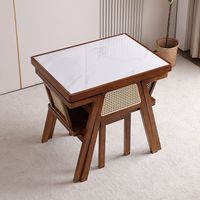 Table et chaises de salle à manger en bois massif avec dossier en rotin vintage, vente chaude, style américain, café, restaurant, bistrot, cafétéria