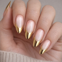 Faux ongles à presser en ABS, style français, faits main, de haute qualité, réutilisables, à paillettes, pour usage quotidien et fêtes, couvrance totale, dégradé, vente en gros