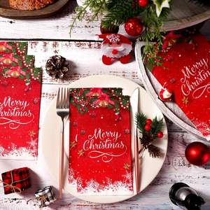 مناديل بتصميم العطلة مع شعار مناديل مزخرفة لأحداث عيد الميلاد مناديل للاستعمال مرة واحدة - Product Image 3