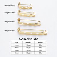 XINYU Fermoirs de sécurité en laiton plaqué or 18 carats, vente en gros, 50 pièces/paquet, broches de verrouillage (16mm-32mm) pour bijoux et vêtements DIY