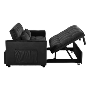 <span class=keywords><strong>Sofá</strong></span> <span class=keywords><strong>cama</strong></span> de tela de terciopelo o lino, asiento doble con patas de madera maciza - Product Image 2