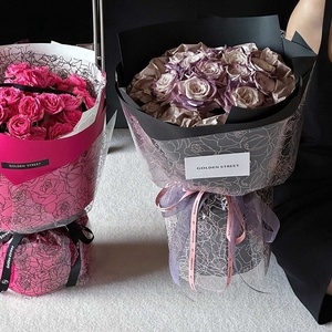 Papel de Regalo Transparente Impermeable OPP con Diseño Floral, <span class=keywords><strong>Envoltorio</strong></span> para Ramos de Rosas, para Bodas y San Valentín - Product Image 3