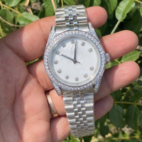 Montre-bracelet de luxe pour homme en acier inoxydable, fabriquée avec précision, avec diamants de laboratoire taillés (clarté VVS), verre, mécanique, analogique, édition limitée