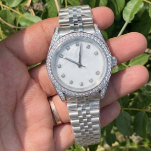 Montre-bracelet de luxe pour homme en acier inoxydable, fabriquée avec précision, avec diamants de laboratoire taillés (clarté VVS), verre, mécanique, analogique, édition limitée - Product Image 1