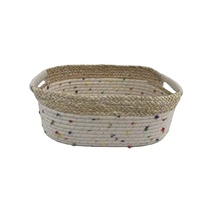 Panier de rangement de forme ovale en corde de coton Panier tressé tissé pour vêtements et pépinière pour le stockage domestique