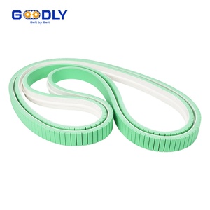 רצועות תמסורת מגומי עמיד בפני קרעים עם מדריך V אינסופי הניתן להתאמה אישית, מדריך מרכזי, תווית OEM, רצועת בד כחולה עם ספוג. - Product Image 3