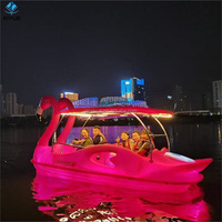 Équipement de sports nautiques Durable de haute qualité bateau de loisirs en plastique PE 5 personnes Drainage automatique bateau à pédales électrique bateau de parc