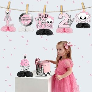 Décorations de fête <span class=keywords><strong>Bad</strong></span> 2 the Bone pour filles, 8 pièces, thème rock, centres de table en nid d'abeille, décoration de table pour fête d'anniversaire sur le thème de la musique rock pour filles - Product Image 2