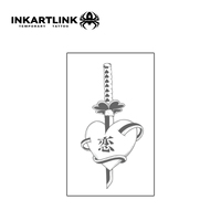 Tatouages temporaires Katana Heart en gros, tatouage longue durée 15 jours, imperméable, jus de fruits naturel, autocollant de tatouage corporel pour hommes et femmes