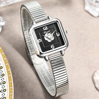 DENVOSI Cyber Celebrity Camélia Petit boîtier en alliage d'acier inoxydable 3BAR Mouvement à quartz étanche Petit cadran Petite lumière Luxe