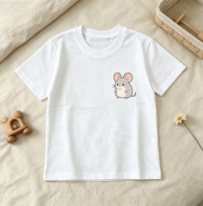 T-shirt blanc à manches courtes pour homme, imprimé souris et chat de dessin animé, coupe décontractée, tricoté, respirant, logo frontal - Product Image 4
