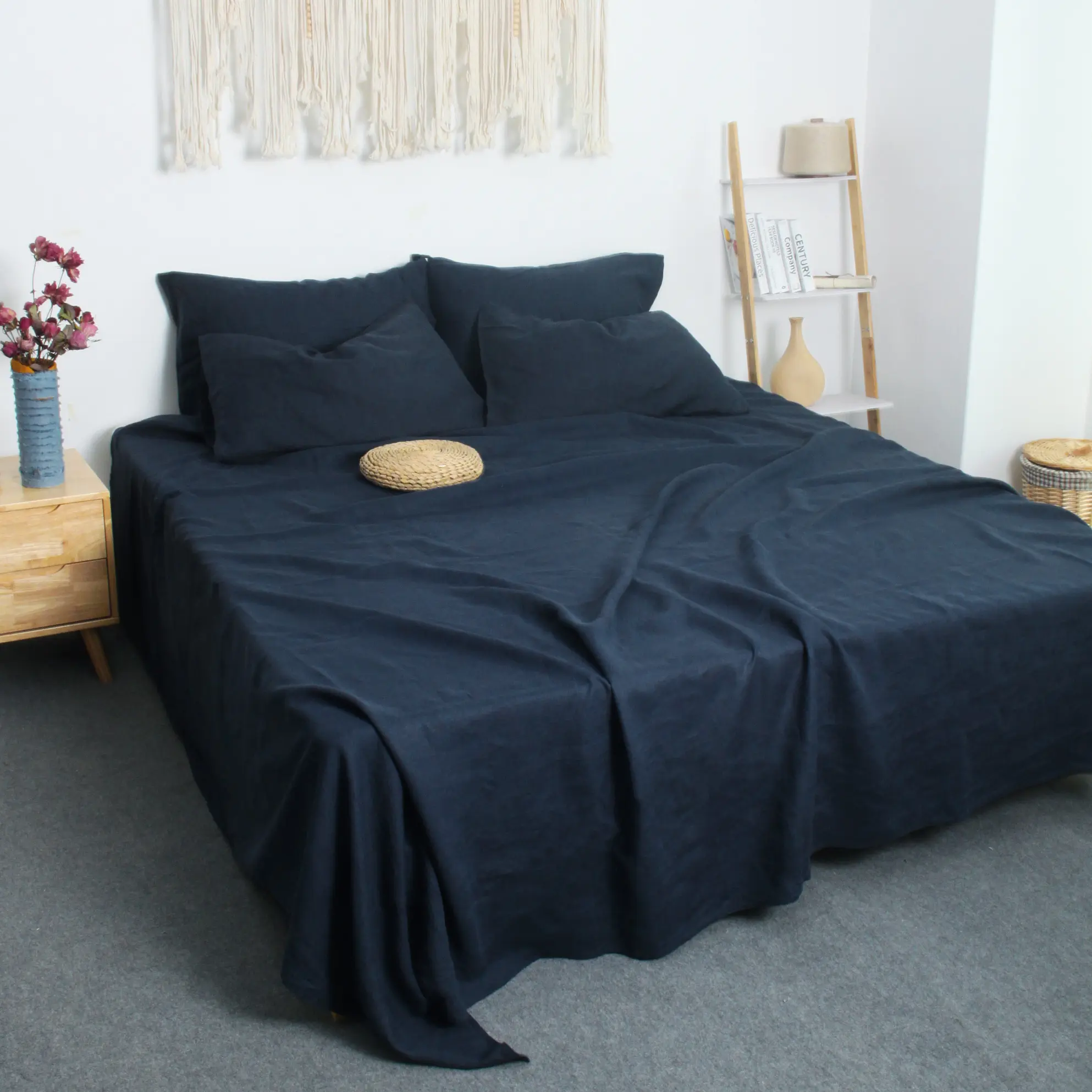 लक्जरी लिनन बांस थोक होटल संग्रह शीट और तकिया कपास सेट बिस्तर चादरें कपास सेट