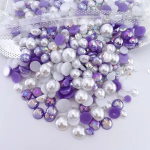 Yantuo Packs Mix Resin Rhinestone Pearls Clothing Decorations3-10mm Eco-friendly Pearl Shoes 12 13 2 Bags