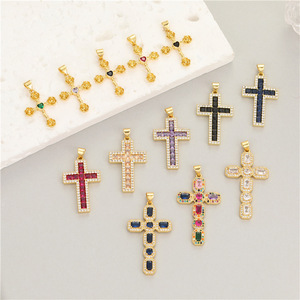 LUOYUNE Collar con Colgante de Jesús Estilo Hip Hop, Chapado en Oro de 18K, Latón con Circonita Cúbica, San <span class=keywords><strong>Judas</strong></span> con Cruz, para Venta al por Mayor y DIY - Product Image 1