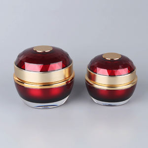 Juego de envases de cosméticos vacíos de lujo redondos Juego de tarros de crema de plástico Juego de botellas de plástico en forma de bola de oro <span class=keywords><strong>rojo</strong></span> - Product Image 3