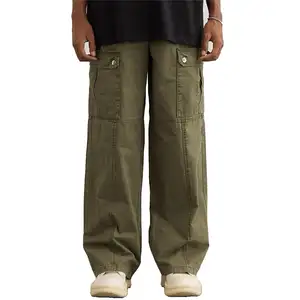 Men's Customized Casual Streetwear Loose Big Pockets Men's Twill Workwear Stacking Trousers