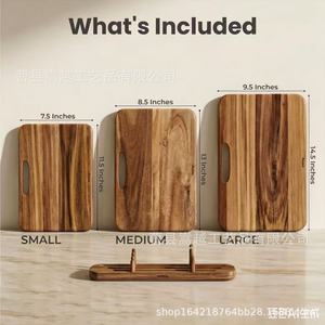 ชุดเขียงไม้เนื้อแข็ง 33x25.5x2 ซม. 29x21.5x1.5 ซม. 25x17.5x1.5 ซม. เขียงอเนกประสงค์สำหรับครัว - Product Image 4