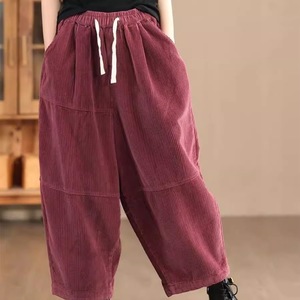 Corduroy Fleece <b>Lined</b> Casual <b>Pants</b> Women Autumn Winter Thick Warm Harem <b>Pants</b> Micro Elasticity Patchwork Style - Product Image 2