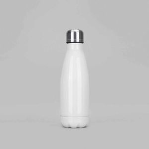 Stainless Steel Vacuum Insulated Water Bottle Round Minimalist Design <b>for</b> Travel Double Wall Thermos White and Silver Colors - Product Image 3