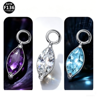 Pendentif petit anneau en titane F136 avec zircon marquise pour la création de bijoux DIY (boucles d'oreilles, bracelets, colliers) – Accessoires unisexes