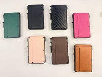 Porte-cartes RFID de style nouveau, en cuir véritable personnalisé, porte-cartes de crédit en aluminium avec clip à monnaie pour hommes