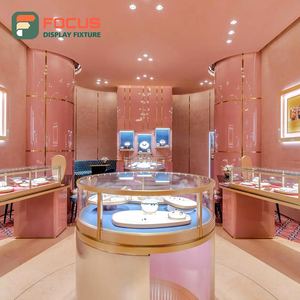 Wall Mounted Wooden Jewelry Counter Glass Display <b>Cabinet</b> LED Light Jewelry Display Rack Luxury High End Display Fixture - Product Image 1