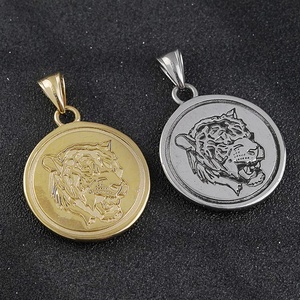 สร้อยคอจี้สแตนเลสสตีลสไตล์พังก์วินเทจสำหรับผู้ชาย ลายเหรียญสัญลักษณ์สิงโตไวกิ้ง ฮิปฮอป ลดราคา - Product Image 5