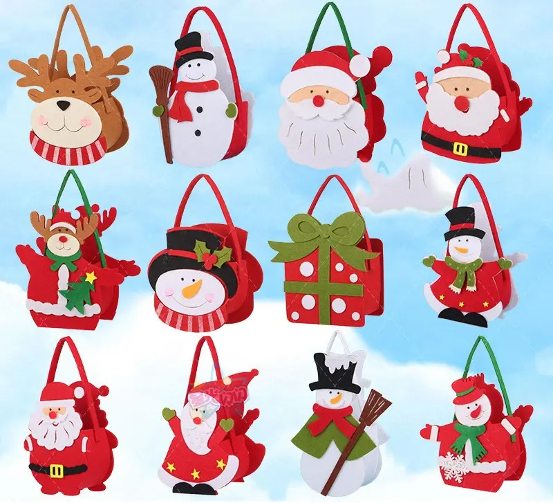 Kerst Snoepzak Cadeau Vilt Xmas Draagtas Wrap Koekjes Cake Party Gunsten Decor Kid Buidel Santa Broek Traktatie Tas Wijnfles