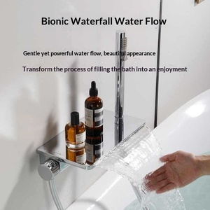 Modern Simple Copper Electroplated Exposed Wall-mounted Mixer Single for Bathtubs Sinks <b>Hot</b> <b>Cold</b> Waterfall Hotel Sxd001 Modern a - Product Image 4