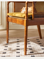 Nouveau design de chaise rétro française en bois massif avec accoudoir chaise de loisirs à dossier en rotin